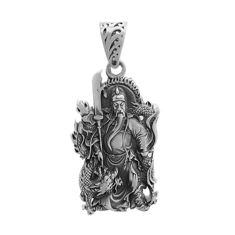 Висулка от сребро S999 На Гонг перлено бял Бог на богатството мъжки арогантен ретро тайландски Сребърен медальон занаят Колие . ' - ' . 2