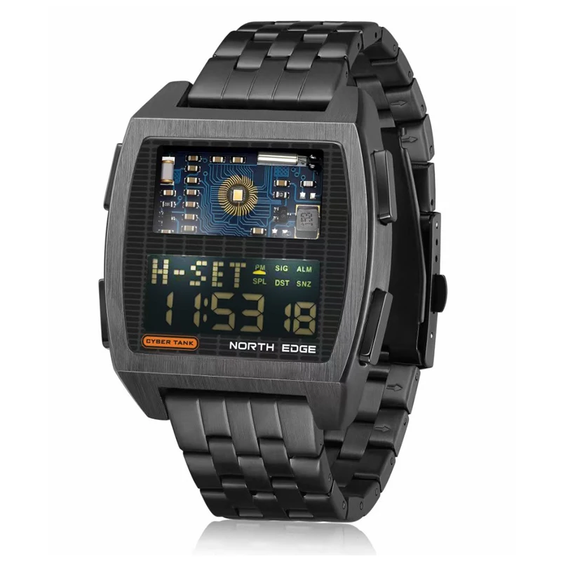 Спортни хронометри NORTH EDGE, Военни мъжки дигитален часовник, Водоустойчив многофункционална аларма, 50 М, Кибер-smart-часовници с led подсветка . ' - ' . 0