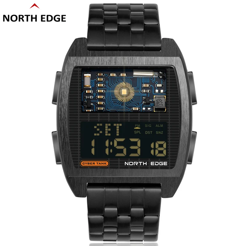 Спортни хронометри NORTH EDGE, Военни мъжки дигитален часовник, Водоустойчив многофункционална аларма, 50 М, Кибер-smart-часовници с led подсветка . ' - ' . 1