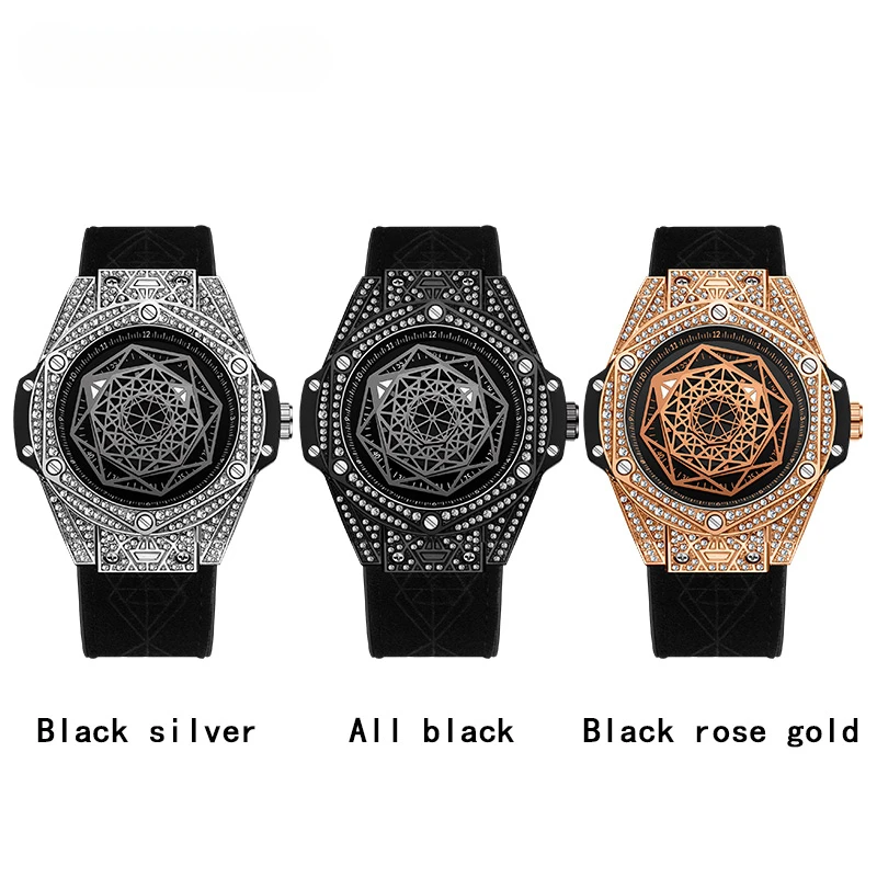 Модерен Нов Мъжки ръчен часовник с геометричен циферблат, инкрустиран с диаманти, Светещи Водоустойчив Бизнес Мъжки ръчен часовник с автоматикой 7034 . ' - ' . 3