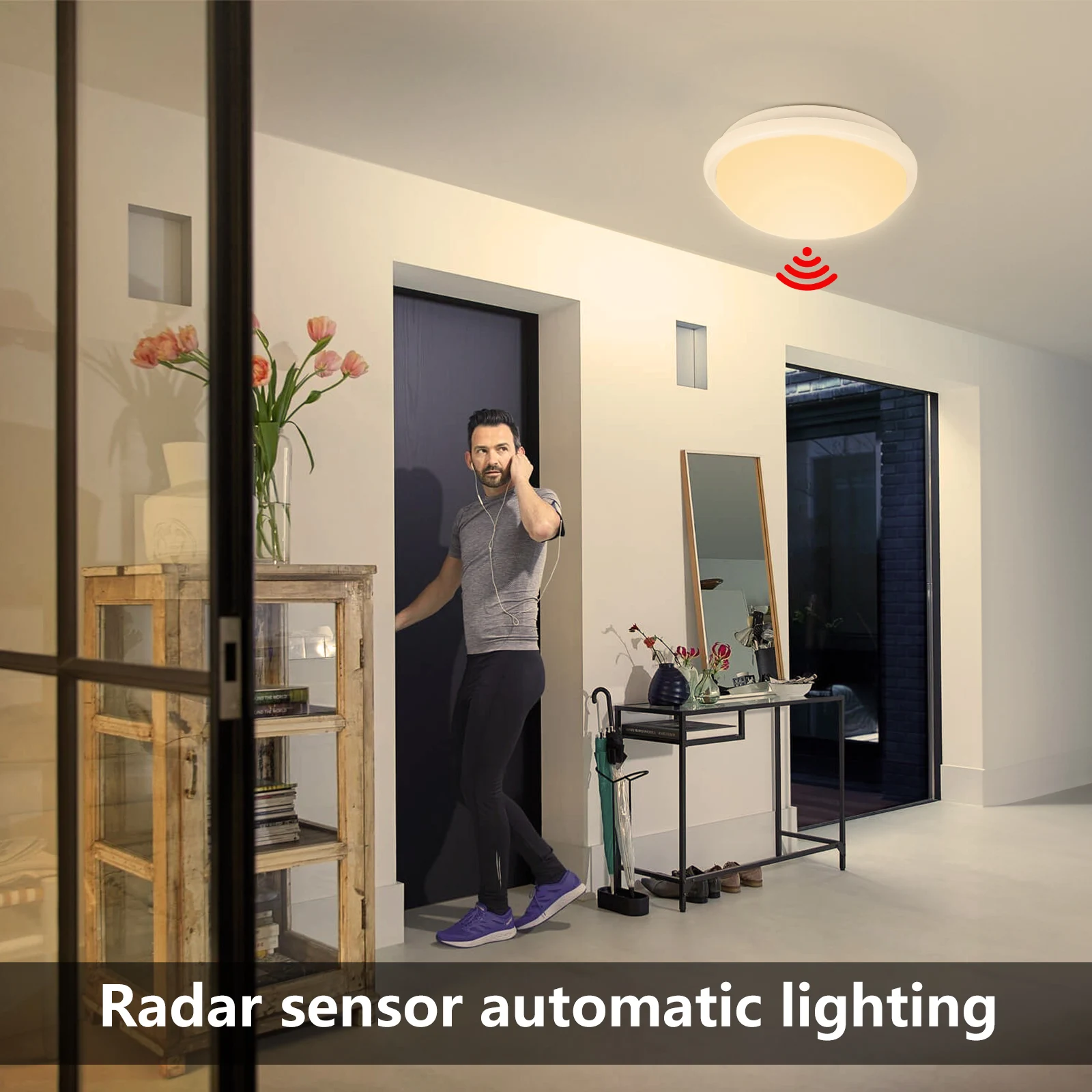 Led Тавана лампа с радарным сензор за движение, Модерен Тавана нощна светлина с Мощност 20 Вата За домашна стая, антре, кухня, Декоративна лампа с блясък . ' - ' . 3