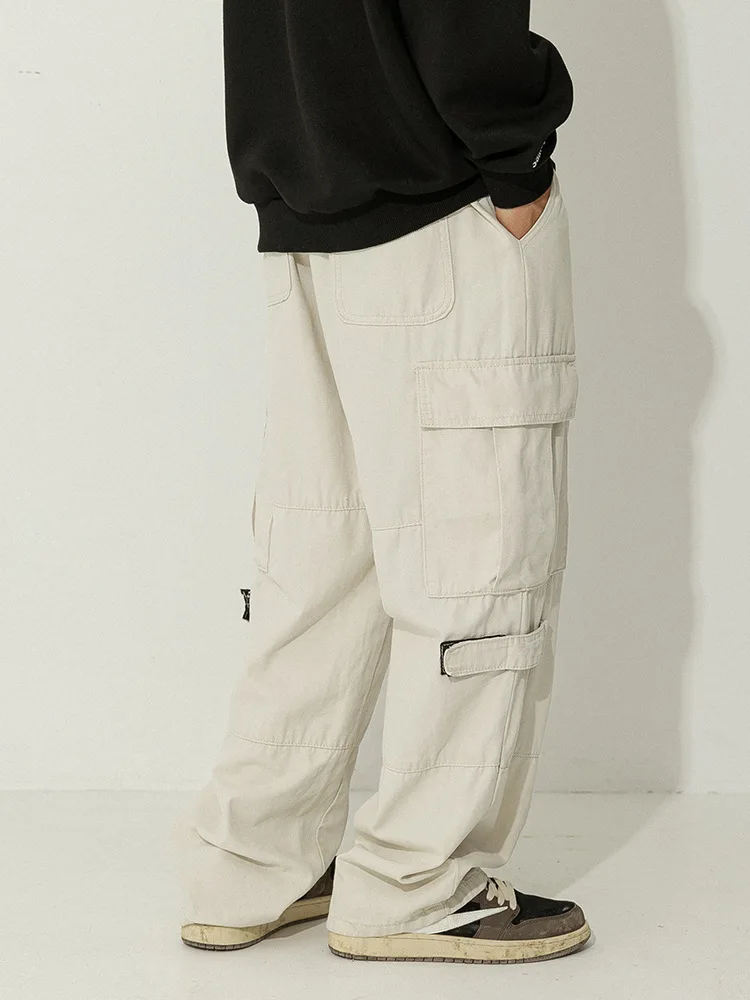 Японската работни облекла, ежедневни панталони с джобове за мъже, есен 2023, свободно намаляване, ретро универсален дизайн от чист памук, модни маркови панталони . ' - ' . 1