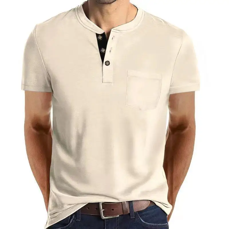Лято 2023, Нова мъжка риза поло с къс ръкав и джоб копчета, Риза с къси ръкави за мъже . ' - ' . 5