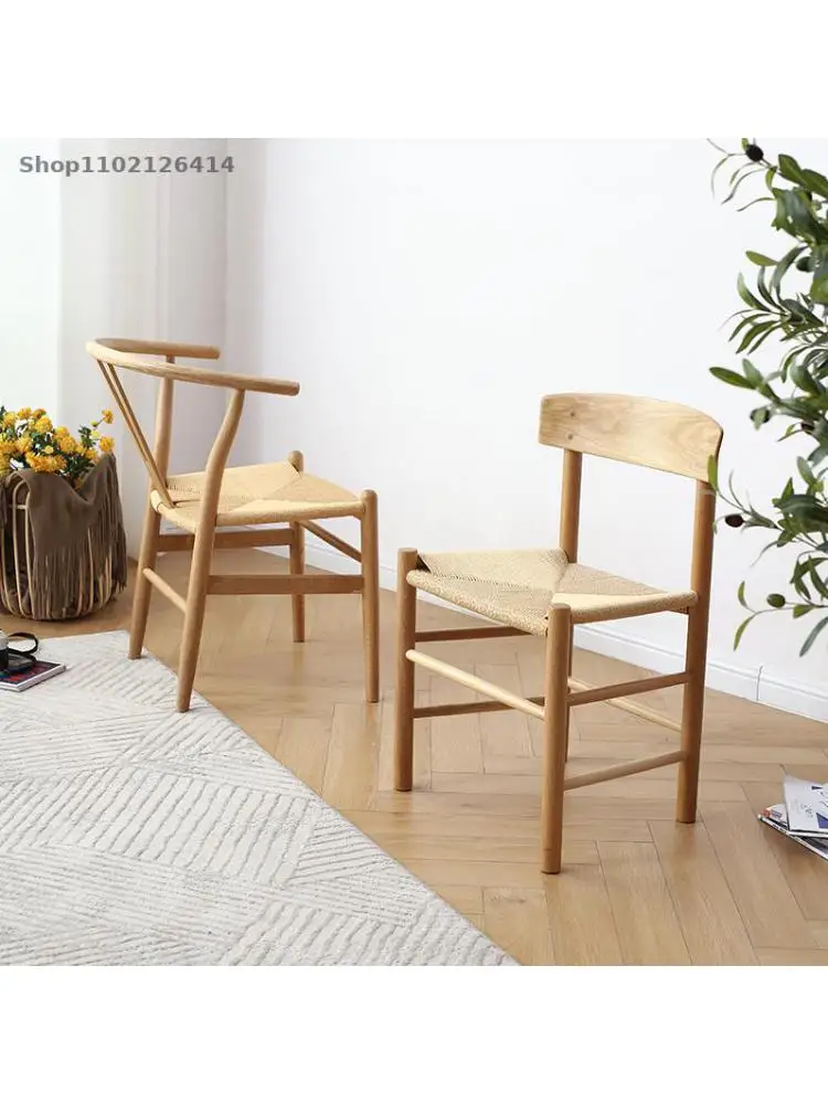Скандинавско масивна дървесина маса за хранене, стол J39 стол бял дъб стол y японски стил от ракита въже проучване на списание стол от ратан стол дизайнер . ' - ' . 1