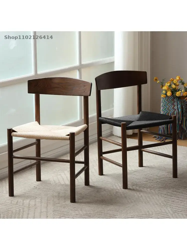 Скандинавско масивна дървесина маса за хранене, стол J39 стол бял дъб стол y японски стил от ракита въже проучване на списание стол от ратан стол дизайнер . ' - ' . 3