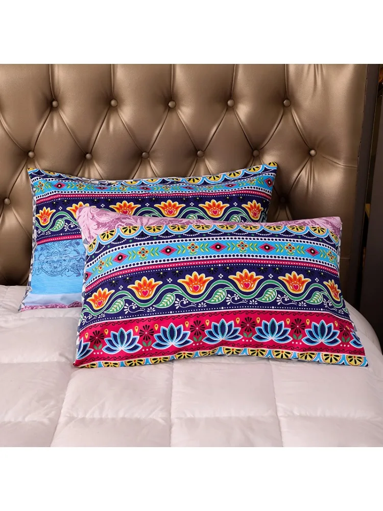 Комплект спално бельо с принтом в бохемски стил, Кралския размер, Ретро чаршаф и калъфка за възглавница от кепър лента през в стил Бохо, меки и удобни одеяла, покривки за легло . ' - ' . 2