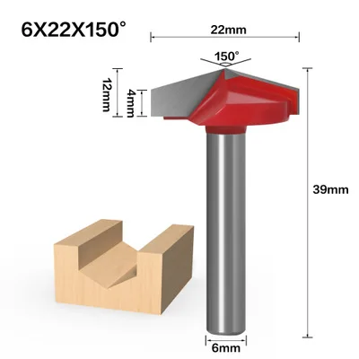 1БР 6 мм V-образна форма на върха с ЦПУ от твердосплавной клас ножове От вольфрамовой стомана Дървообработваща машина 3D Дърво, МДФ Fresa 120-150 Градуса . ' - ' . 1