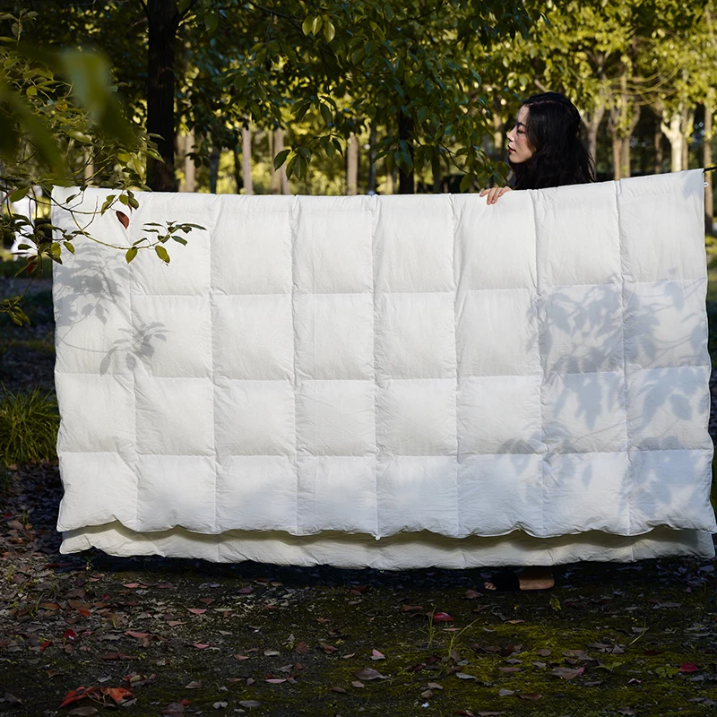 Бяло Пушистое одеяло от естествени растителни влакна Four Seasons Duvet с стегаными завивки . ' - ' . 3