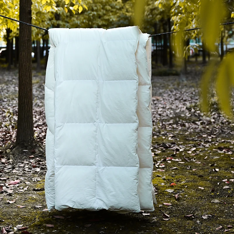 Бяло Пушистое одеяло от естествени растителни влакна Four Seasons Duvet с стегаными завивки . ' - ' . 5