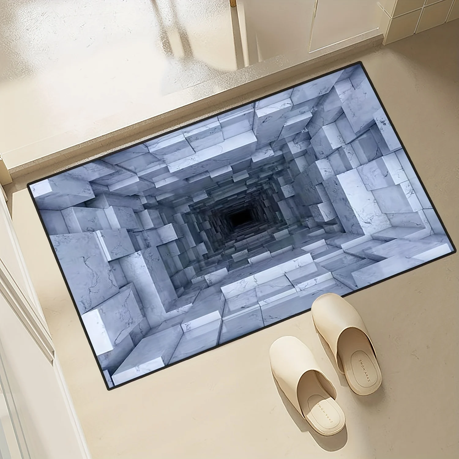 3D Килим с оптична илюзия за декор за хола Диван Маса Подложки на голям площад, Кухня, Антре и Балкон Подложка за пода Подложка за спални . ' - ' . 3