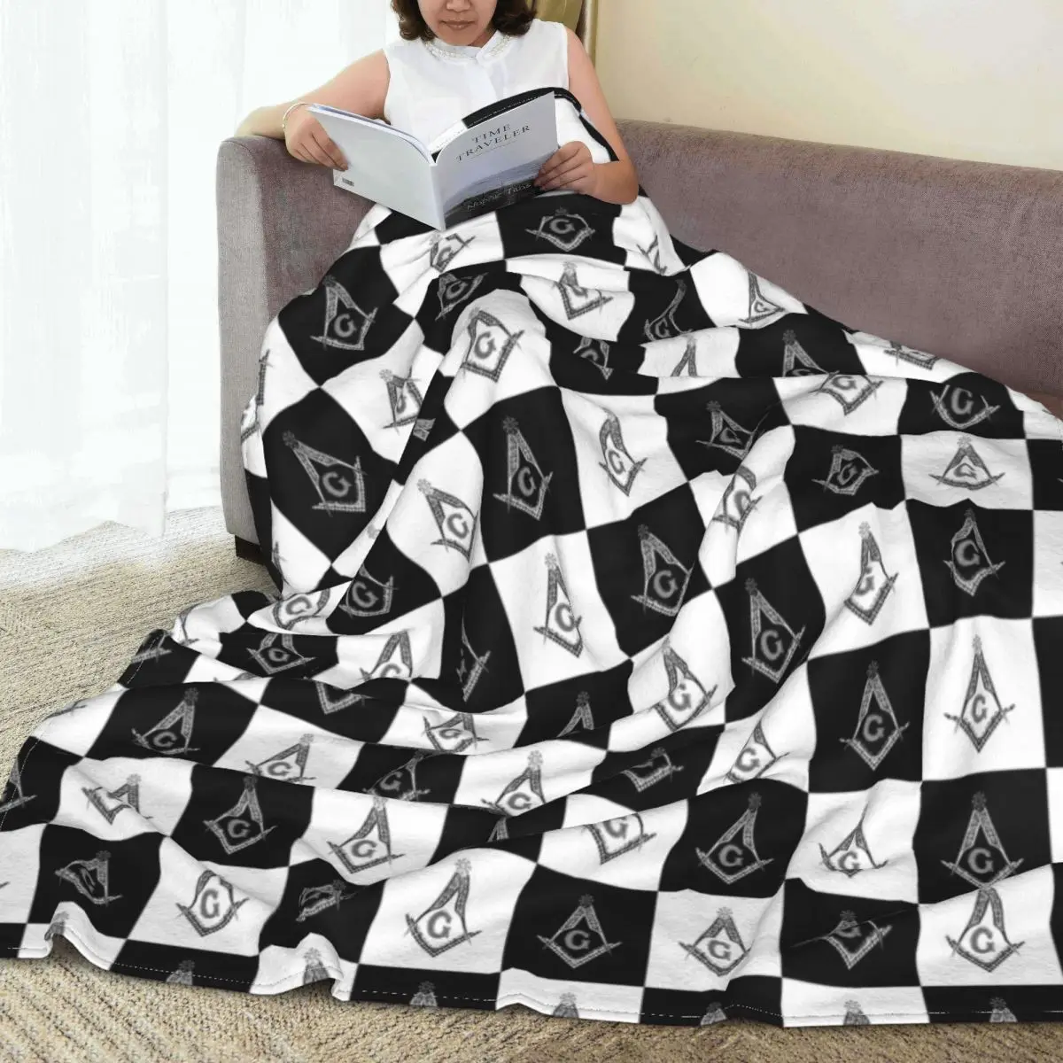 Одеяла в масонскую клетка, Фланелевое страхотно дышащее одеяло за украса на дома ресторант . ' - ' . 2