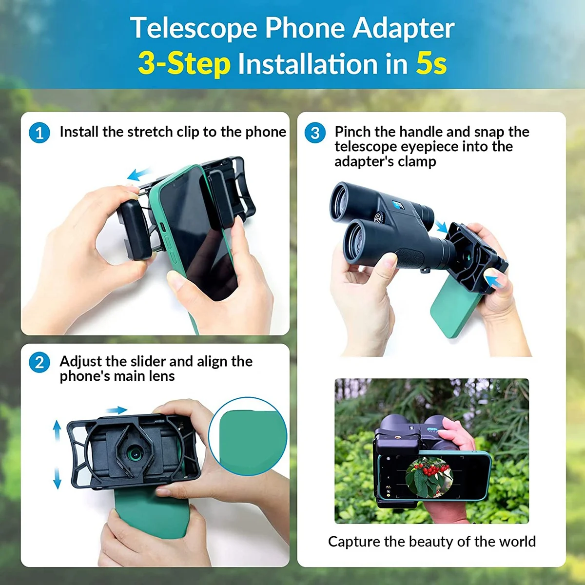 Адаптер за телефон-телескоп, Универсален адаптер за един смартфон-телескоп за телескопа, монокуляра, бинокли, микроскоп . ' - ' . 2