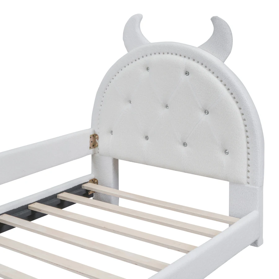 Мека кушетка двоен размер на таблата форма на бичи рога, сладко малко и практично канапе от плюшено руно за спални дете . ' - ' . 4