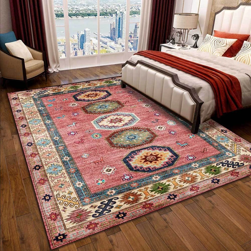 Ретро килим в персийски стил, Бохем геометричен етнически розова Подложка за домашен интериор, нощни нескользящий подложка за подови настилки и врати . ' - ' . 0