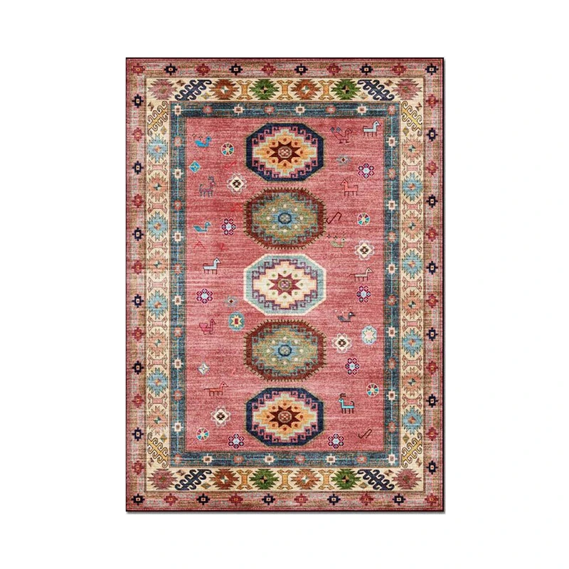 Ретро килим в персийски стил, Бохем геометричен етнически розова Подложка за домашен интериор, нощни нескользящий подложка за подови настилки и врати . ' - ' . 3
