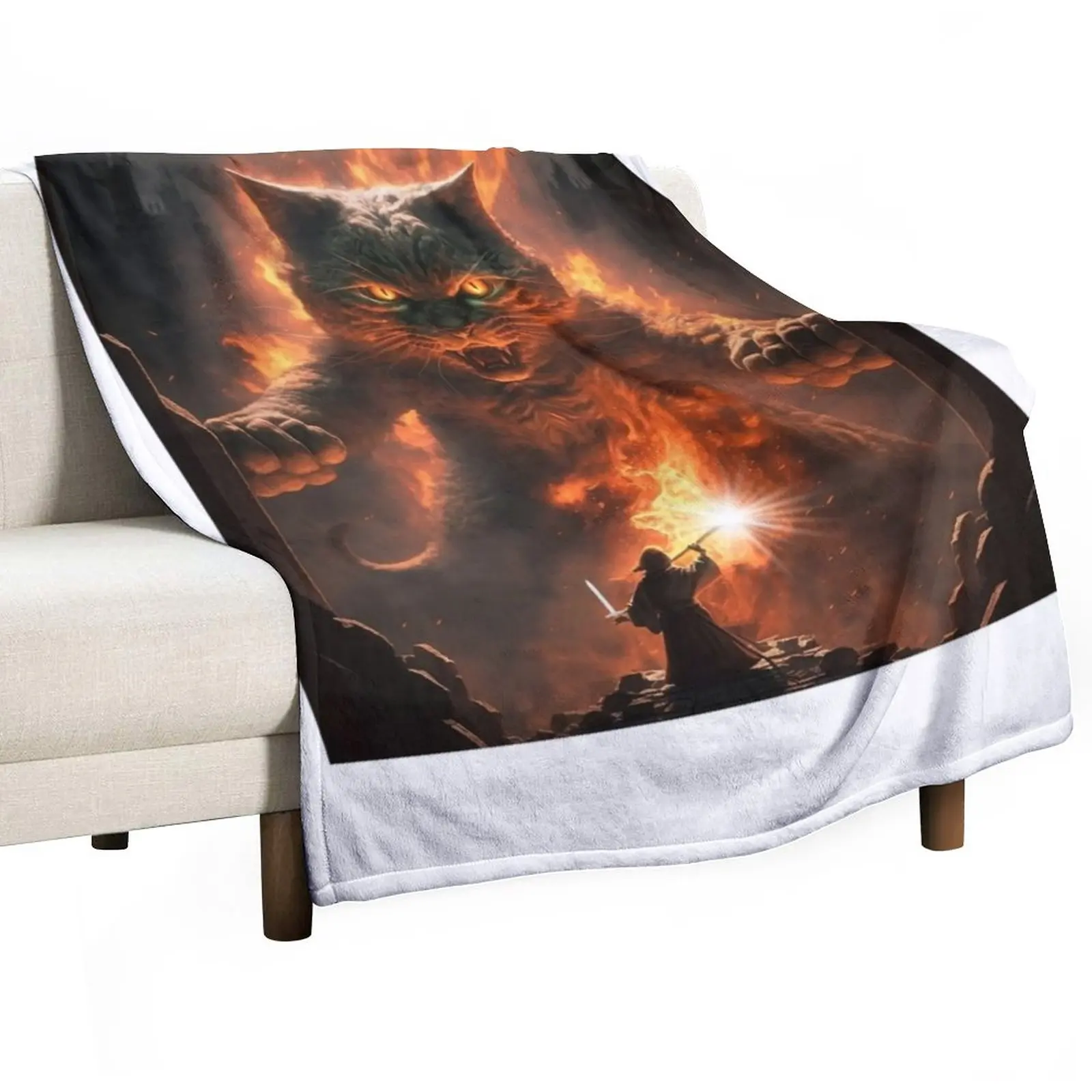 Ново огнено одеяло с Котка Балрогом, ретро Одеяла, меко одеяло, зимни завивки за легла . ' - ' . 0