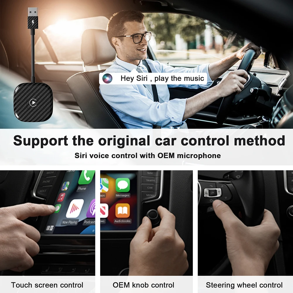 За iPhone автоматичен Безжичен адаптер, съвместим с Bluetooth 5.0, кабелен и безжичен автоматичен ключ за iOS 10, Поддръжка на автомобили с CarPlay . ' - ' . 5
