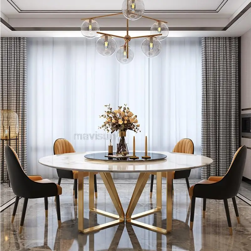 През цялата Луксозна маса за Хранене в малък апартамент в италиански стил, с модерна метална блестящата повърхност, Меса, Мебели за зала . ' - ' . 1