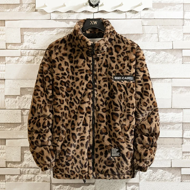 Новост зимата 2023, мъжко утолщенное памучни палто с дълъг ръкав и леопардовым модел, свободен топ, топло палто . ' - ' . 0