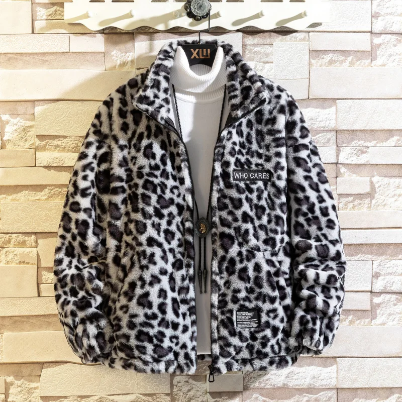 Новост зимата 2023, мъжко утолщенное памучни палто с дълъг ръкав и леопардовым модел, свободен топ, топло палто . ' - ' . 2