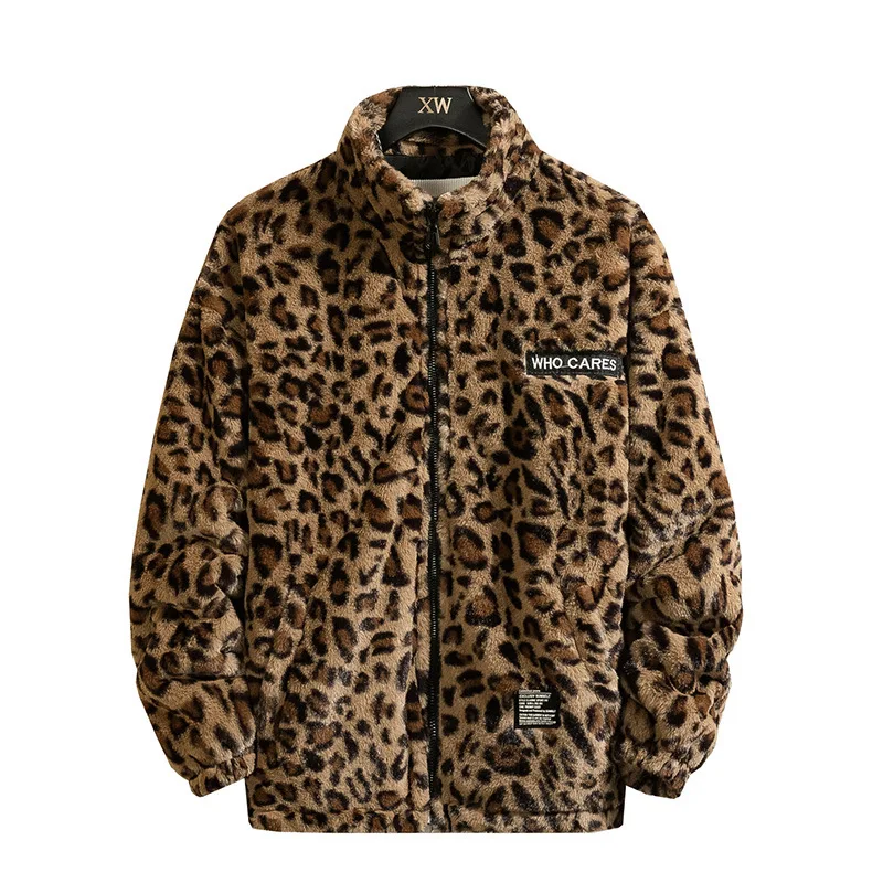 Новост зимата 2023, мъжко утолщенное памучни палто с дълъг ръкав и леопардовым модел, свободен топ, топло палто . ' - ' . 4