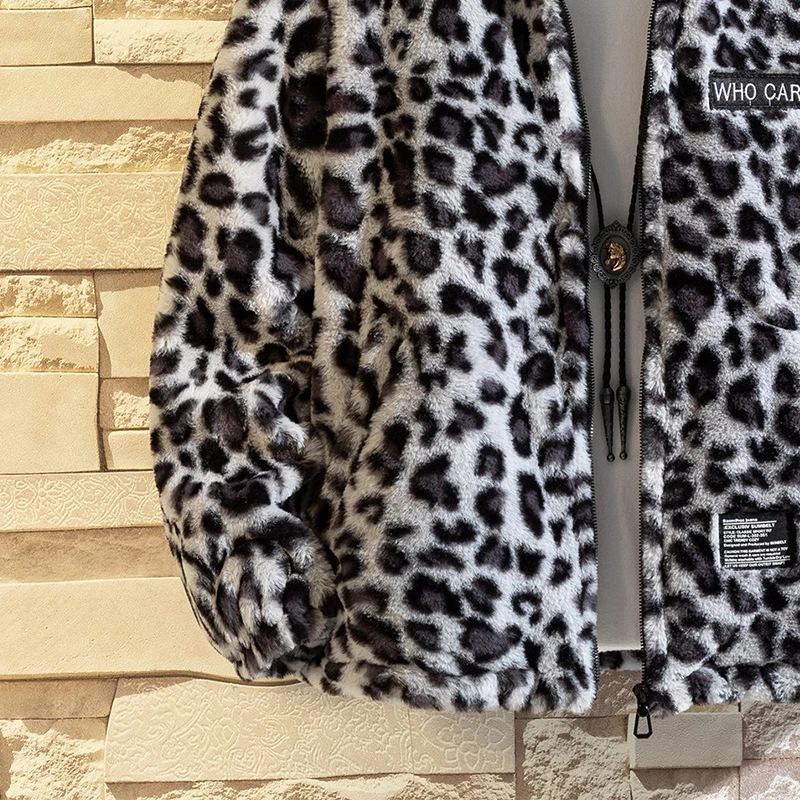 Новост зимата 2023, мъжко утолщенное памучни палто с дълъг ръкав и леопардовым модел, свободен топ, топло палто . ' - ' . 5
