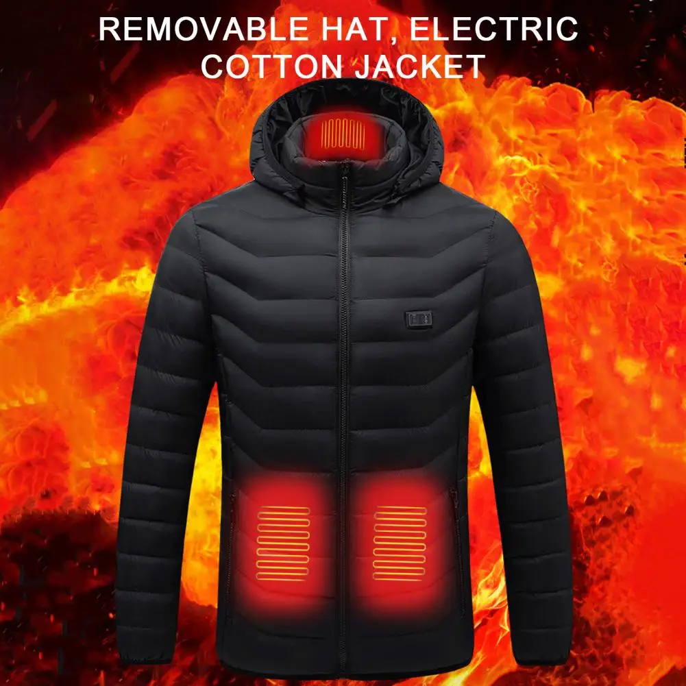 Зимно палто, яке с качулка и 9 нагревателни елементи се захранва от USB, дебела подплата, защита на врата за мъже и жени, топъл стил за улицата . ' - ' . 3
