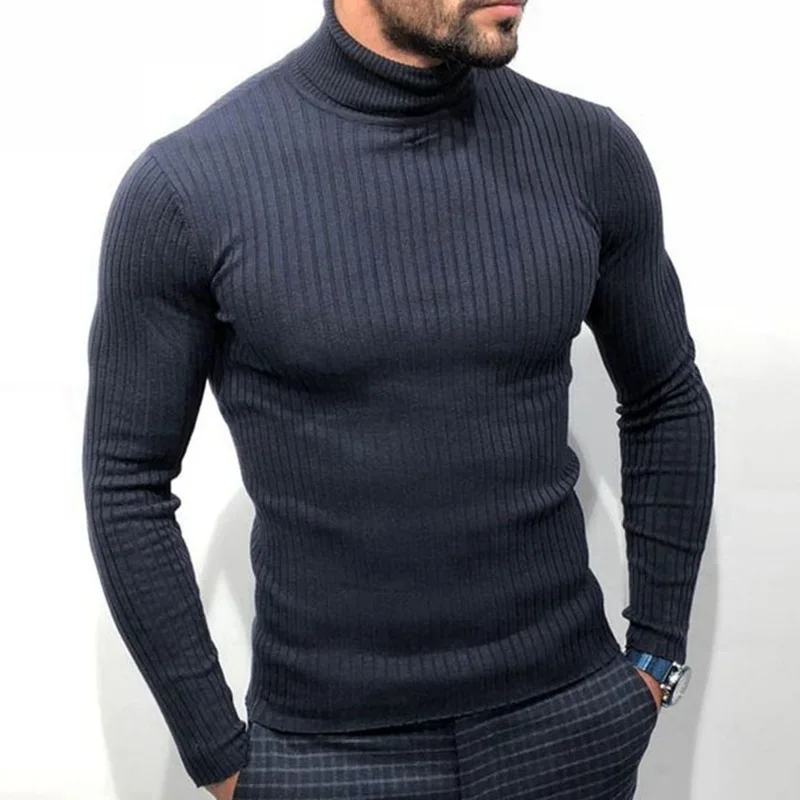 Мъжки Пуловер 2023, Пролет-Есен Нова Оборудвана Пуловер с Висока Воротом За Зрели, Бизнес Случайни Пуловер Голям Размер . ' - ' . 0