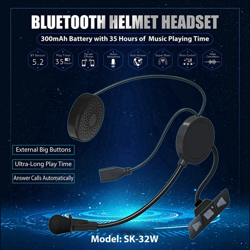 1 комплект Bluetooth 5.2 Мотоциклет шлем Слушалки Безжични микрофона на Слушалките с Шумопотискане . ' - ' . 2
