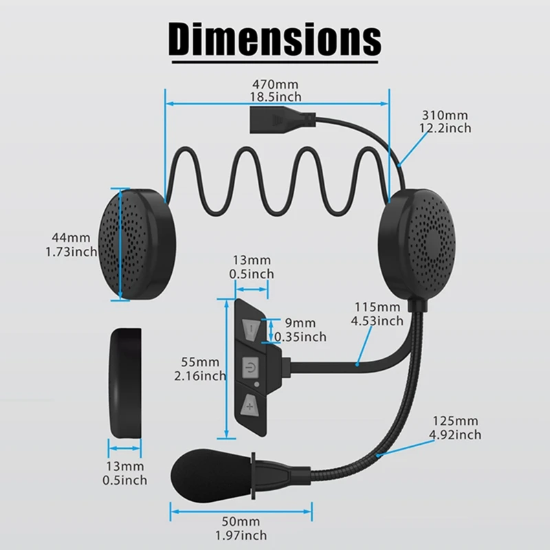 1 комплект Bluetooth 5.2 Мотоциклет шлем Слушалки Безжични микрофона на Слушалките с Шумопотискане . ' - ' . 5