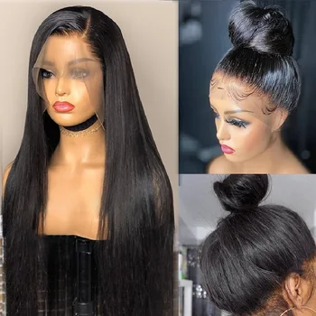 360 Дантелен перуки 28-30 См, Дантелени предни перуки, предварително откъснато дълга права перука за черни жени, Перука 150 180 плътност