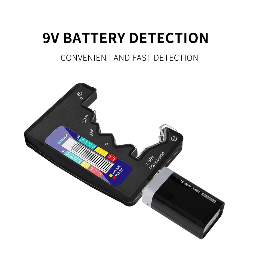 Дигитален тестер за батерии, инструмент за диагностика капацитет LCD дисплей, електронно устройство, измерване на напрежението на батерията, проверете нивото на зареждане на батерията . ' - ' . 2