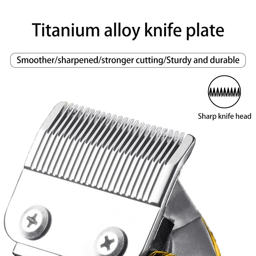 Машина за подстригване на коса с Професионална Електрическа Метална Акумулаторна Машина За Подстригване на Коса Мъжка Самобръсначка Фризьорски салон Машина за подстригване на Коса USB Gold . ' - ' . 3