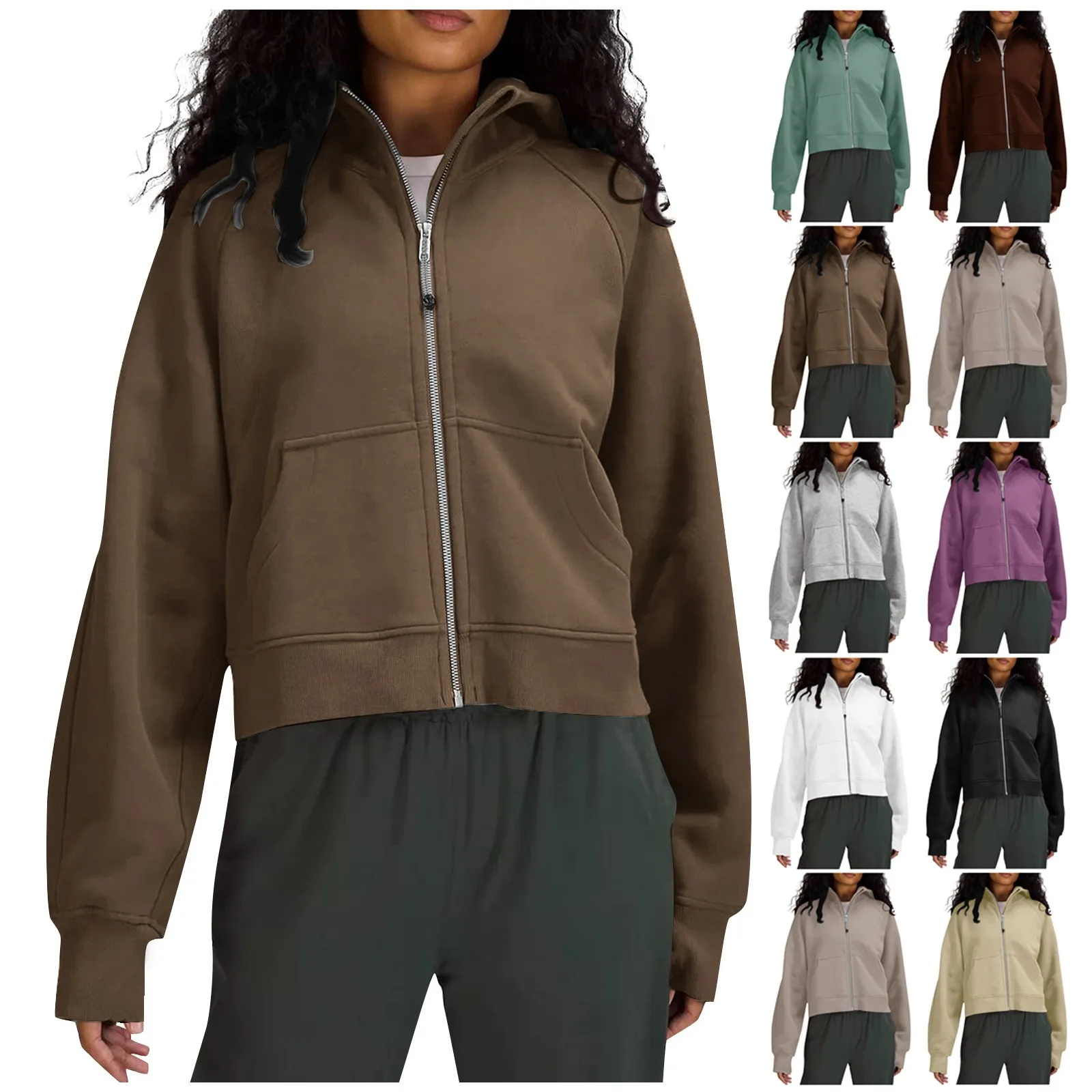 Women ' S Zip Up Hoodies Sweatshirts Clothes Teen Girl Casual Jackets Pockets With Roupas Femininas яке дамско палто дамско . ' - ' . 5