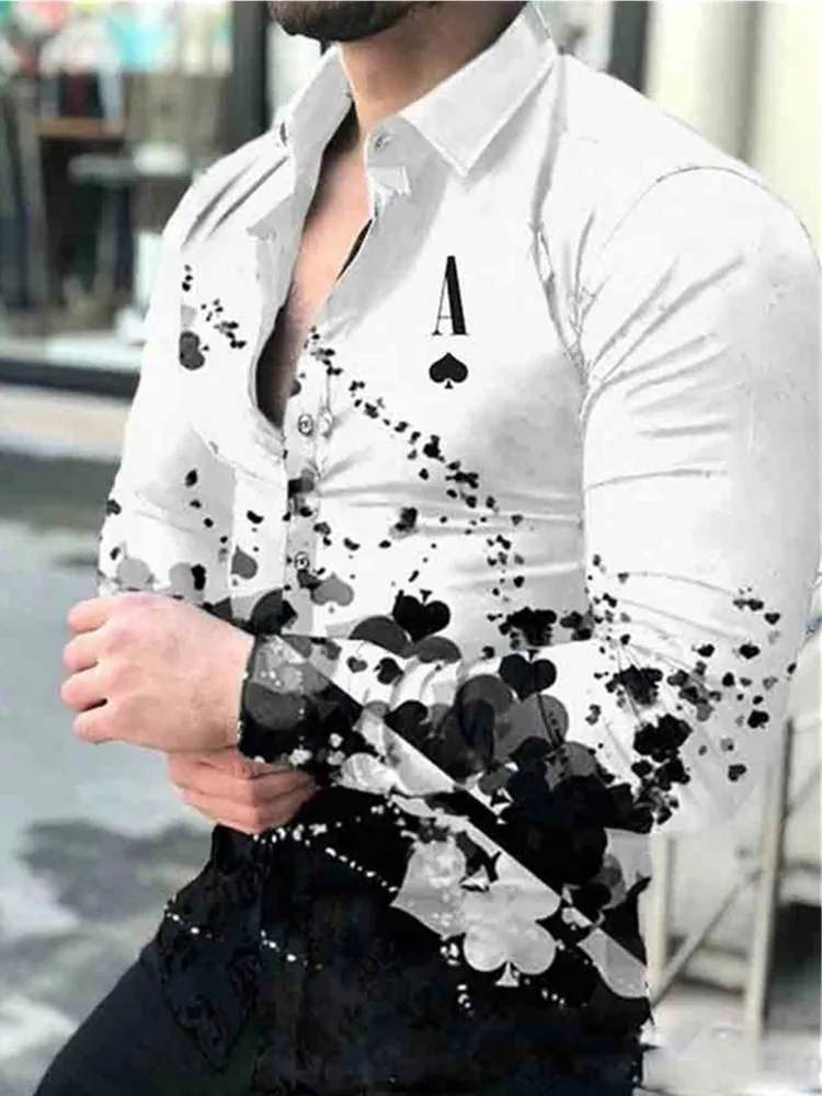 EWSFV 2021, Есен популярната Мъжка риза с дълги ръкави, Най-голям размер, Ежедневни Мъжки тънка риза с градиентным геометричен модел . ' - ' . 1