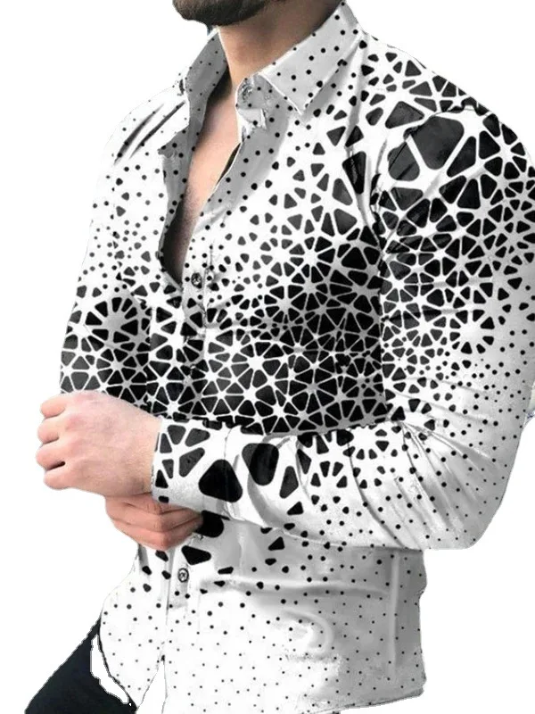 EWSFV 2021, Есен популярната Мъжка риза с дълги ръкави, Най-голям размер, Ежедневни Мъжки тънка риза с градиентным геометричен модел . ' - ' . 3