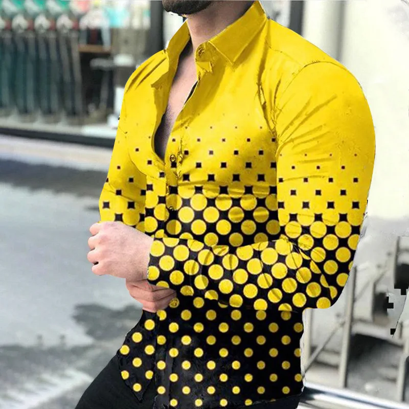 EWSFV 2021, Есен популярната Мъжка риза с дълги ръкави, Най-голям размер, Ежедневни Мъжки тънка риза с градиентным геометричен модел . ' - ' . 4