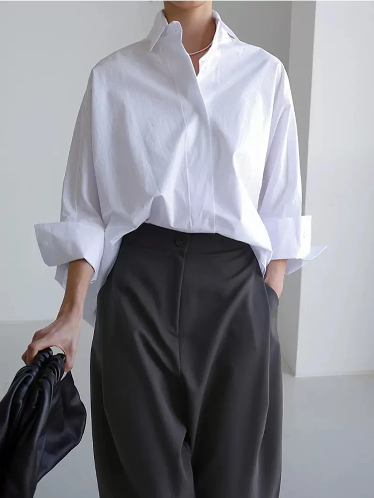 Jyate Есенна Бяла Дамска Риза с дълъг ръкав, Свободна Модни Дамски Блуза Голям Размер 2023, Елегантни Ризи И Блузи с ръкави под формата на Доломана . ' - ' . 1