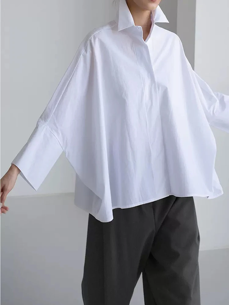 Jyate Есенна Бяла Дамска Риза с дълъг ръкав, Свободна Модни Дамски Блуза Голям Размер 2023, Елегантни Ризи И Блузи с ръкави под формата на Доломана . ' - ' . 3