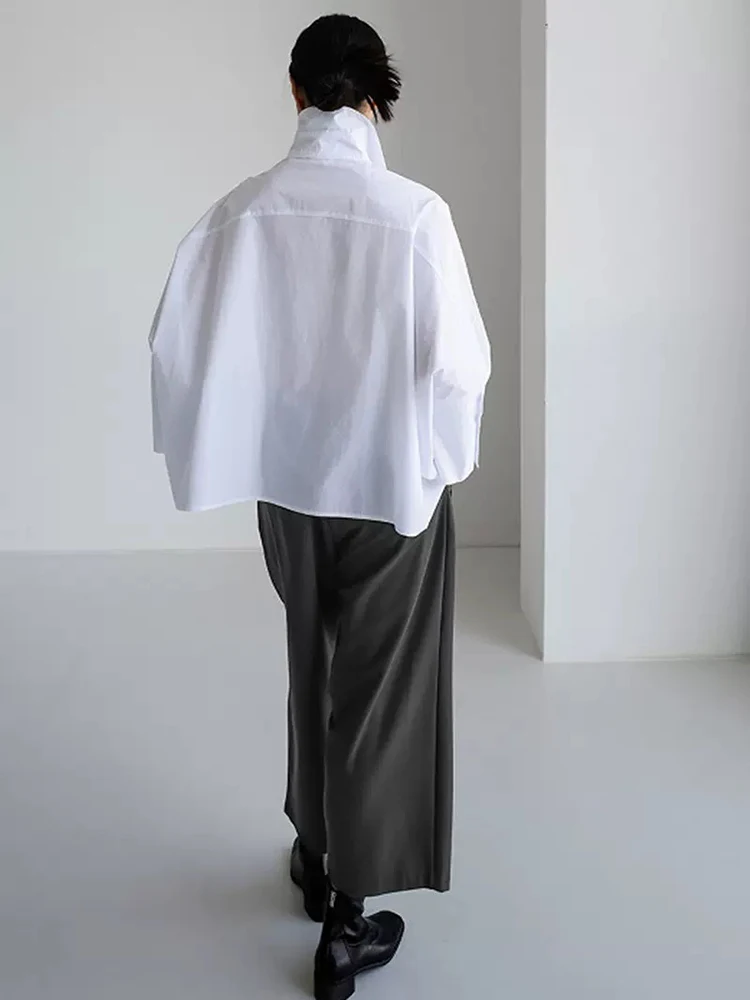 Jyate Есенна Бяла Дамска Риза с дълъг ръкав, Свободна Модни Дамски Блуза Голям Размер 2023, Елегантни Ризи И Блузи с ръкави под формата на Доломана . ' - ' . 5