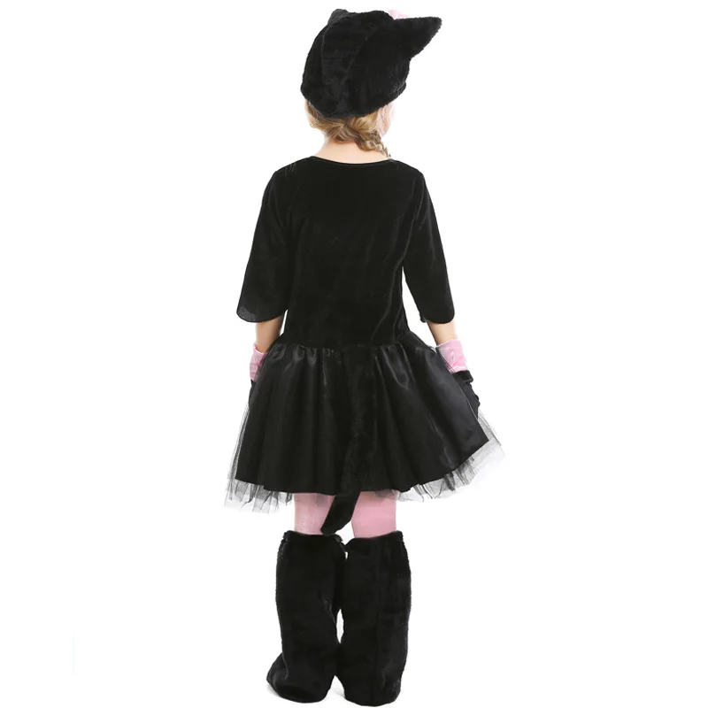 Нов Хелоуин, Карнавальная парти, Mardi Gras, Cosplay, Детски костюм Мис Кити за момичета, Розова рокля с черна котка, костюм . ' - ' . 1