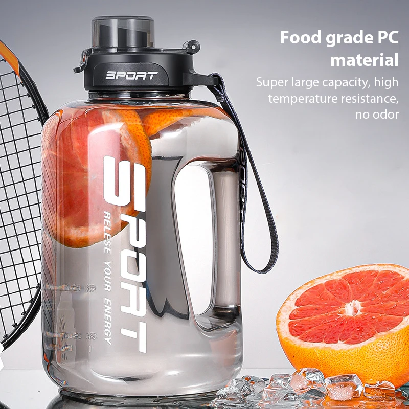 Материал от хранително-PC, Спортна бутилка за вода, Голям капацитет, Слама Чаша за Корема, Джобно пространство, с Висококачествена дръжка за носене, Чаши . ' - ' . 1
