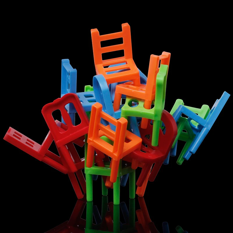 24ШТ Играчка за балансиране на Кухненски столове, Пластмасови Монтажни блокове, Штабелирующие Столове, Образователна Семейна игра за деца, Образователна играчка за балансиране . ' - ' . 2