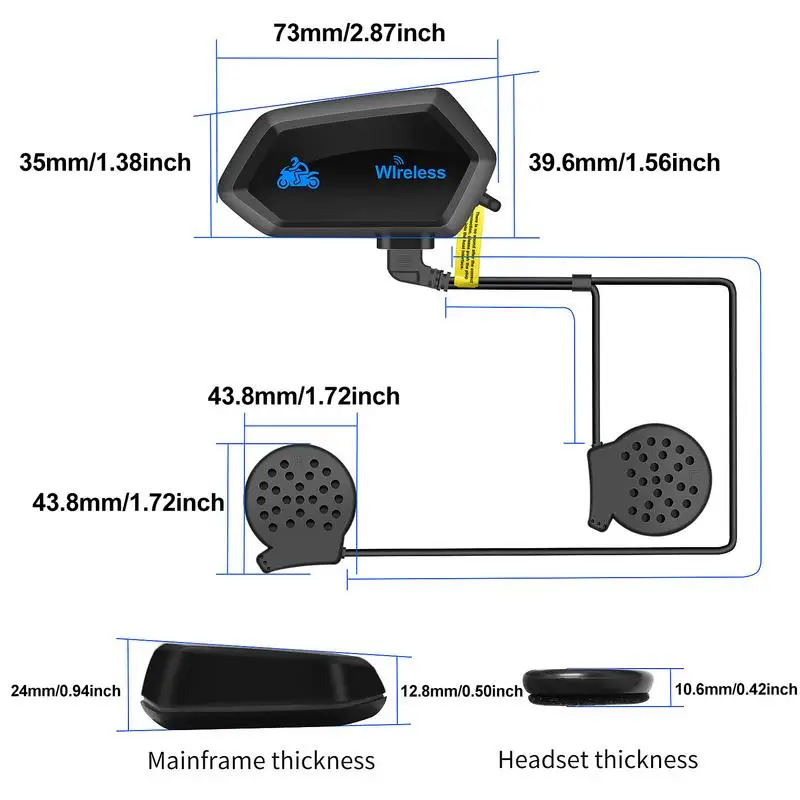 Мотоциклетни Каски Blue-зъб Headset Водоустойчив стерео слушалки Blue-зъб За спорт на открито Водоустойчив Универсален Микрофон . ' - ' . 5