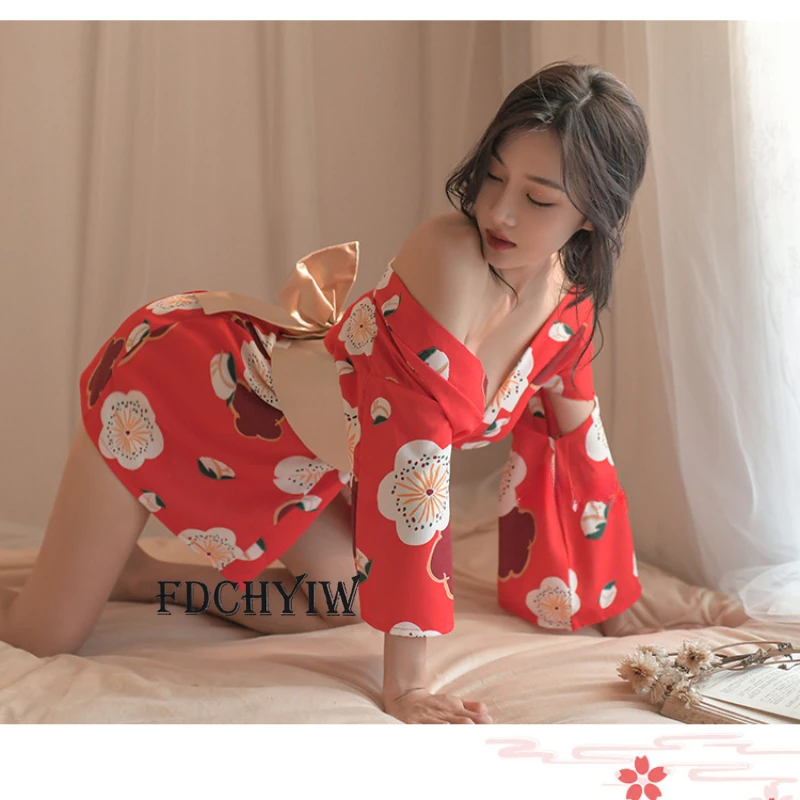 Японското рокля кимоно за жени, костюми за cosplay, Секси халат за баня с флорални принтом, Пижами, Традиционната пижама с колан, Реколта дрехи . ' - ' . 3