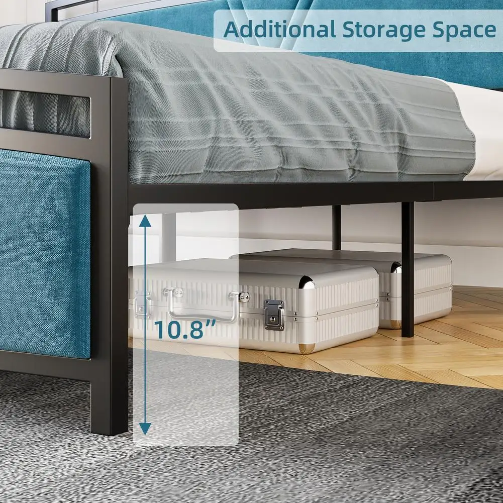 Модерно легло-платформа, живеейки кадифе, Рамка на легло с дугообразным таблата и опора за метални лайсни изножья . ' - ' . 2