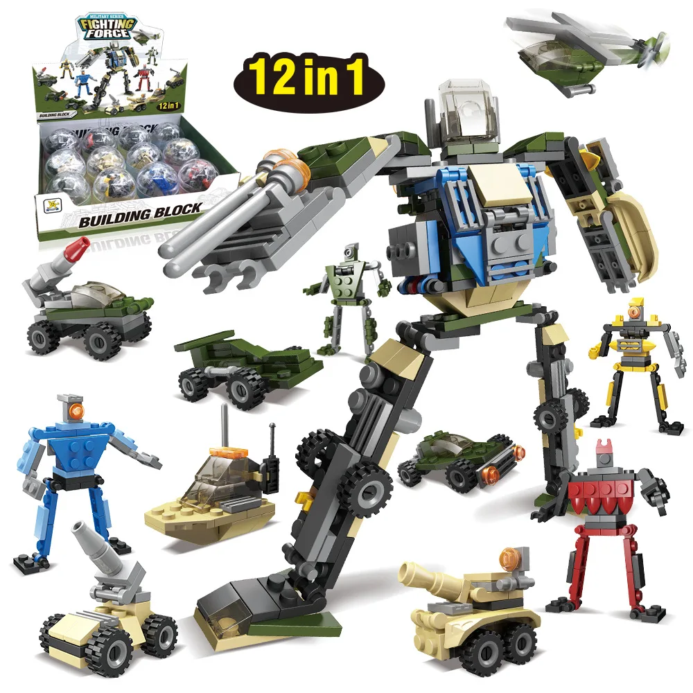 Военен Кожа Gacha градивните елементи на 12 In1 Future Force Робот Мини Високотехнологични Частици Тухли Подаръци за Рожден Ден, Играчки за момчета Момичета . ' - ' . 0