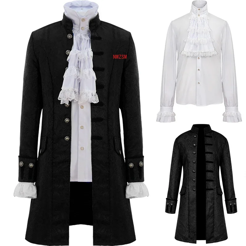 Мъжки тренч в стила steampunk и комплект ризи, Винтажное палто на принца, яке Средновековния Ренесанс, Виктория Эдвардианский костюм за cosplay . ' - ' . 0