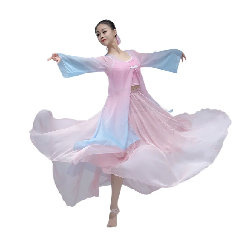 Рокля за класически танц в стил шинуазри, дамско елегантно марлевое рокля за упражнения, очаровывающее тялото рокля за изказвания, рокля фея . ' - ' . 0