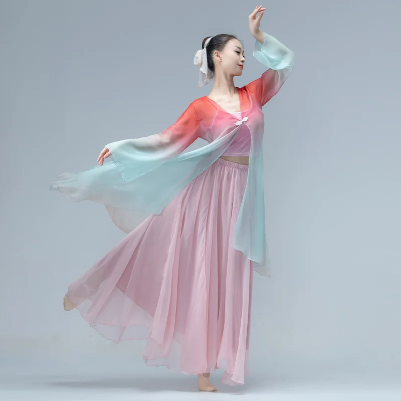 Рокля за класически танц в стил шинуазри, дамско елегантно марлевое рокля за упражнения, очаровывающее тялото рокля за изказвания, рокля фея . ' - ' . 3